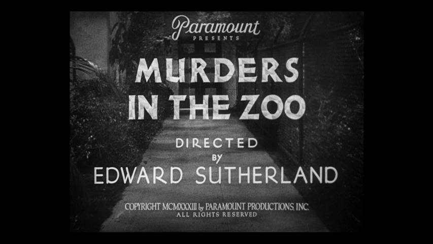 Murders in the Zoo title screen